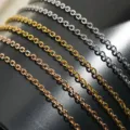 Roestvrijstalen O-ketting gedetailleerd overzicht met metalen schakels in diverse kleuren. - 1.5mm Brede O-Ketting / 40cm+5cm / Goud