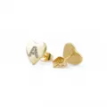 Vergulde hartvormige letter A oorknopjes met sprankelende stenen, modieuze sieraden variant. - Hart Letter A / Goud