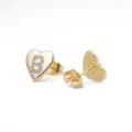Gouden hartje oorstekers letter B met steentjes, chique koper vergulde mode-sieraden. - Hart Letter B / Goud