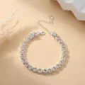 Elegante zilverkleurige strass tennisarmband voor vrouwen, sprankelende klauwketting sieraden. - Armband (Koperen Armband) / 6mm, 16+5cm / Dik Zilver
