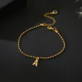 Gouden Kralen Armband Initiële Letter A Hanger D Delicate Ketting Sieraden Vrouwen - Letter A