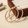 Chique minimalistische strass oorringen, luxe gouden C-vormige oorbellen voor dames. - Strass Gouden Oorbel Hoepel / 6cm