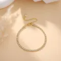 Vergulde strass tennisarmband voor vrouwen, schitterend kristallen klauwketting sieraden accessoire. - Armband (Koperen Armband) / 3mm, 16+5cm / 18K Goud