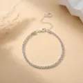 Elegante zilveren strass tennisarmband voor dames, chique sprankelende kristallen ketting sieraden. - Armband (Koperen Armband) / 3mm, 16+5cm / Dik Zilver
