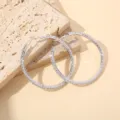 Zilveren strass C-vormige créoles oorbellen voor dames, sprankelende kristallen feest sieraden. - Strass Zilveren Oorbel Hoepel / 6cm
