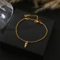Vergulde letter F kralen armband voor dames, elegante bedeltjes ketting sieraden accessoire dagelijks. - Letter F