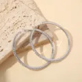Zilveren strass oorringen, elegante kristallen grote ronde oorbellen voor dames chic stijl - Strass Zilveren Oorbel Hoepel / 7cm