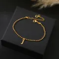 Vergulde letter J kralenketting armband voor vrouwen stijlvolle minimalisten sieraden chic - Letter J