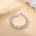 Zilveren kristalen tennisarmband, sprankelende strass ketting pols sieraden voor dames. - Armband (Koperen Armband) / 8mm, 16+5cm / Dik Zilver