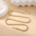 Verguld tennisarmband sprankelende heldere strass zetting elegante dames sieraden - Ketting (Koperen Ketting) / 5mm, 45+5cm / 18K Goud