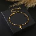 Vergulde initialen Y kraal armband delicate charm sieraden voor vrouwen dagelijkse slijtage - Letter Y