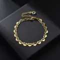 Prachtige 18k vergulde koperen hart schakelarmband met verlengketting, elegante dagelijkse sieraden. - Hart armband