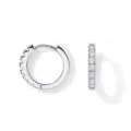 Zilveren pave creolen voor vrouwen, elegante kleine ronde oorbellen voor dagelijkse mode. - Binnendiameter 10mm (1 Paar) / Wit K/Zilver