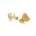 Chique 18K vergulde hart vorm letter G oorknopjes met stralende zirkonia mode sieraden - Hart Letter G / Goud