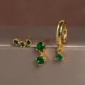 Set van koperen oorbellen met groene stenen drielige set voor dames modieuze sieraden - 3-delige Set Stijl 2 Groene Strass / 18K Verguld