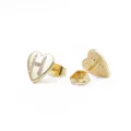 Vergulde hartvormige oorknopjes met letter H en stralende zirkonia stenen voor dames cadeau - Hart Letter H / Goud