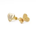 Vergulde hart letter M oorknopjes glanzende zirkonia schattige dames sieraden cadeaus - Hart Letter M / Goud