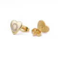 Modieuze 18K vergulde hart letter oorknopjes met fonkelend kristal pave steen design. - Hart Letter O / Goud