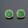 Groene zirkonia ronde oorknopjes voor dames, elegante vergulde koperen mode sieraden. - Groene Zirkonia / 18K Verguld