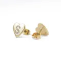 Verguld hart letter S oorknopjes met stralende zirkonia stenen modieuze sieraden - Hart Letter S / Goud