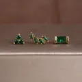 Groene edelsteen oorbellen set, koper verguld mode meerdere stijlen oorsteker variant. - 3-delige Set Stijl 3 Groene Strass / 18K Verguld