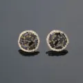 Chique ronde koperen oorknopjes ingelegd met sprankelende zirkonia, elegante luxe sieraden. - Zwarte Zirkonia / 18K Verguld