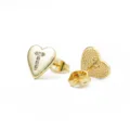 Verguld gouden hart alfabet oorknopjes met initiaal letter T zirkonia strass stenen - Hart Letter T / Goud