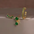 Vergulde groene zirkoon oorbellen set, stijlvolle minimalistische sieraden voor dames. - 3-delige Set Stijl 4 Groene Strass / 18K Verguld