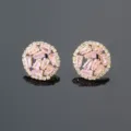 Roze Zirkonia Ronde Oorstekers, Elegante Koperen Vergulde Kristalen Oorringen voor Dames - Roze Zirkonia / 18K Verguld