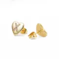 Vergulde hart letter X oknopjes, stijlvolle initieel sieraden variant voor vrouwen en meiden. - Hart Letter X / Goud