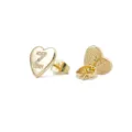Vergulde hart letter Z oorknopjes met sprankelende zirkonia stenen optie variant - Hart Letter Z / Goud