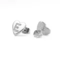 Modieuze hart letter E oorknopjes met steentjes, zilverkleurige initialen sieraden. - Hart Letter E / Zilver