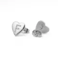 Zilverkleurige hartvormige oorknopjes met fonkelende strass letter F, trendy sieraden. - Hart Letter F / Zilver
