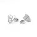 Zilveren hart letter H oorknopjes met glinsterende strass steentjes dames mode sieraden. - Hart Letter H / Zilver