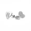 Zilveren hart oorknopjes met letter N en fonkelende zirkonia stenen, elegante sieraden. - Hart Letter N / Zilver