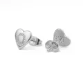 Zilverkleurige hartvormige oorknopjes met fonkelende strass-steentjes, elegante mode sieraden. - Hart Letter O / Zilver