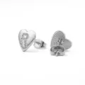 Zilverkleurige hartvormige oorknopjes met strass bezette letter R voor dagelijks gebruik. - Hart Letter R / Zilver