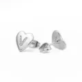 Zilverkleurige hartvormige oorknopjes met fonkelende strass letter V voor dames mode. - Hart Letter V / Zilver
