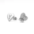 Zilverkleurige hartvormige oorknopjes met een schitterend strass-geplaveide letter Y. - Hart Letter Y / Zilver