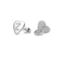 Zilverkleurige hart letter Z oorknopjes met fonkelende steentjes, modieuze dames sieraden - Hart Letter Z / Zilver