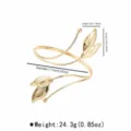 Gold geometric leaf open arm cuff bracelet for women, stylish punk metal upper arm jewelry. - Geometric Leaf Shape Style (B3726)