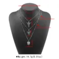 Vintage western cowboy multi-layer necklace set with bull skull and cactus pendant details. - Bull Head Cactus Multi-layer Necklace Set (N13499)