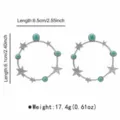 Vintage western style turquoise star earrings, retro silver drop hoop earrings for women. - Retro Star Hoop Earrings (E14741)