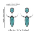 Vintage bohemian turquoise bull head drop earrings with silver tone for women daily wear. - E13407