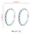 Vintage silver turquoise hoop earrings statement western style jewelry size 6cm 15g - E11867