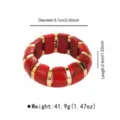 Roter Harz Gold Metall Mosaik breites Armband Detailansicht, eleganter Luxusstil Schmuck. - Rubinfarben Patchwork Stil (B3597)