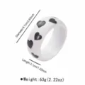 Bracelet jonc épais en résine blanche avec joli motif de cœur noir accessoire de mode chic. - Style Marbre Cœur Noir Blanc (B3626)