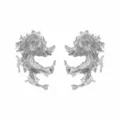 Silver irregular fluid design stud earrings for women, unique minimalist chic metallic jewelry. - Silver