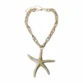 Detailed view of the resin starfish pendant necklace with a chunky gold aluminum chain. - Off White
