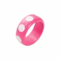 Y2K bracelet en resine acrylique a pois blancs roses manchette tendance style mode - Style Chpois Blanc Fond Rose (B3634)